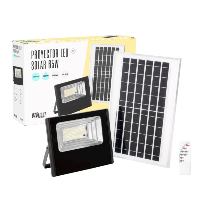 Proyector LED Solar 65W 6500K Panel: 6V/8W BaterÃ­a: 3,2V/5000MaH Control Remoto