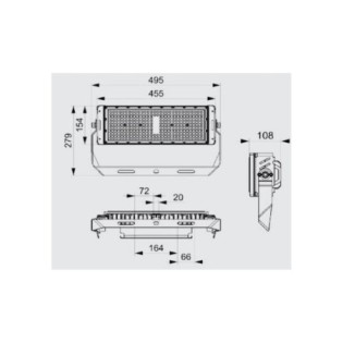 250W Stadium LED Projector Spotlight 37500Lm Dimmable Meanwell Driver 1-10V IP65 Philips 3030 100,000H