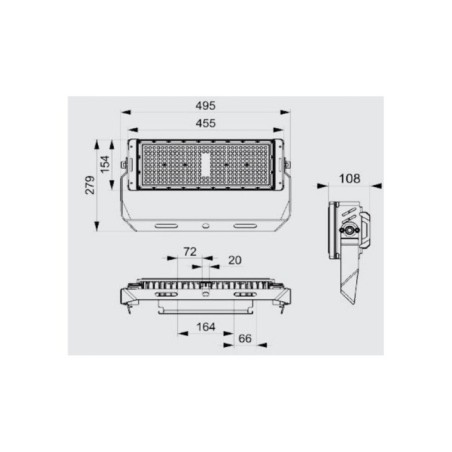 250W Stadium LED Projector Spotlight 37500Lm Dimmable Meanwell Driver 1-10V IP65 Philips 3030 100,000H