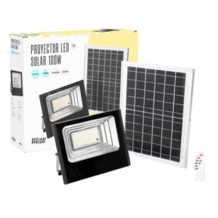 Proyector LED Solar 100W 6500K Panel: 6V/12W BaterÃ­a: 3,2V/8000MaH Control Remoto