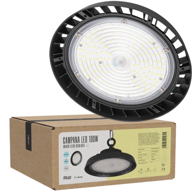 Adjustable 100W LED High Bay Light 72-120W, 18,000Lm, Lifud Driver, 6000K