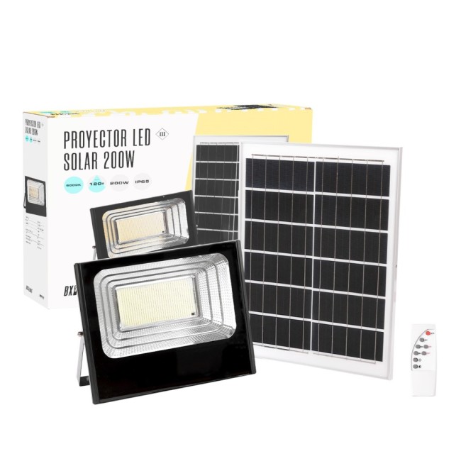 200W 6500K Solar LED Floodlight with 6V/20W Panel and 3.2V/15000mAh Battery