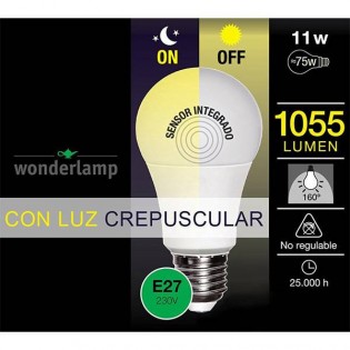 Bombilla Led Esférica E-27. 11W. Sensor Crepuscular. Wonderlamp