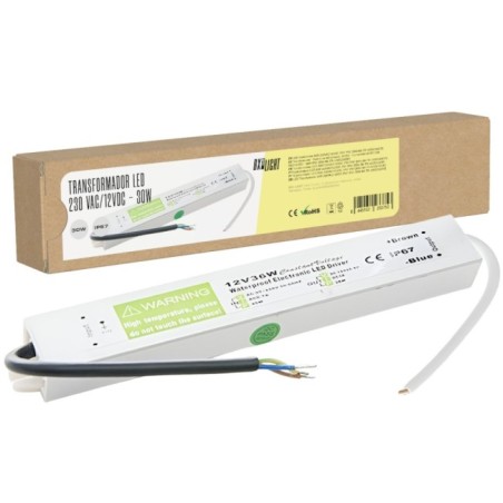 Transformador AC/DC 230V a 12V 30W IP67 Aluminio 202x29x20mm