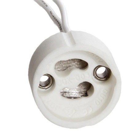 Ceramic GU10 lamp holder with 160 mm cable, IP25, CE, RoHS, ISO9001