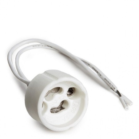 Ceramic GU10 lamp holder with 160 mm cable, IP25, CE, RoHS, ISO9001