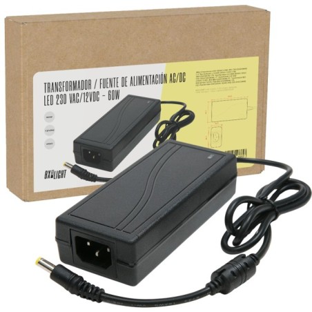 LED Transformer 60W 230VAC/12VDC IP20 ABS CE RoHS Certified