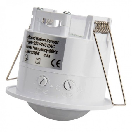 Sensor de Movimiento Empotrable 360º, ABS, IP25, 220-240V, Ø75.5x74.5mm