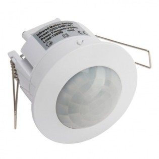 Sensor de Movimiento Empotrable 360º, ABS, IP25, 220-240V, Ø75.5x74.5mm