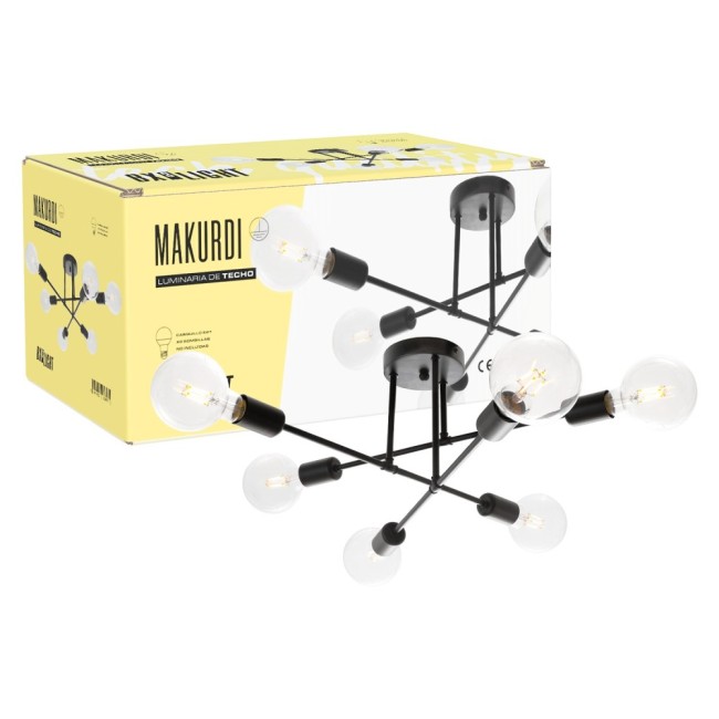 Lámpara de Techo Makurdi: Aluminio, IP20, 6xE27, 64x30 cm