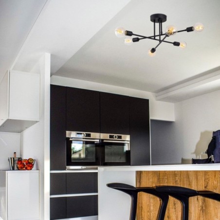 Lámpara de Techo Makurdi: Aluminio, IP20, 6xE27, 64x30 cm