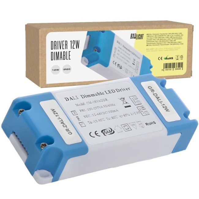 DALI 12W Driver, 12-48VDC, 300mA, IP20, PVC/ABS, 100-277V AC