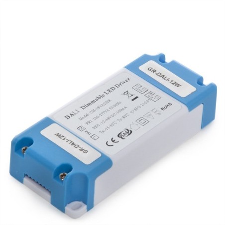 DALI 12W Driver, 12-48VDC, 300mA, IP20, PVC/ABS, 100-277V AC
