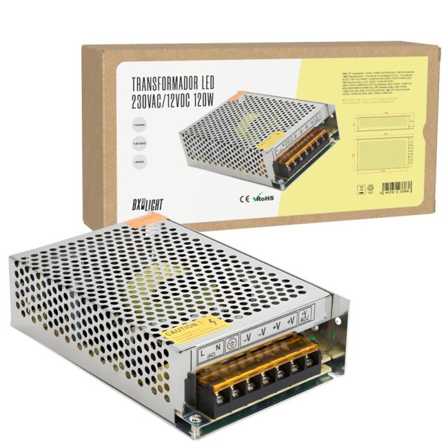 AC/DC transformer 230V to 12V 10A 120W IP20