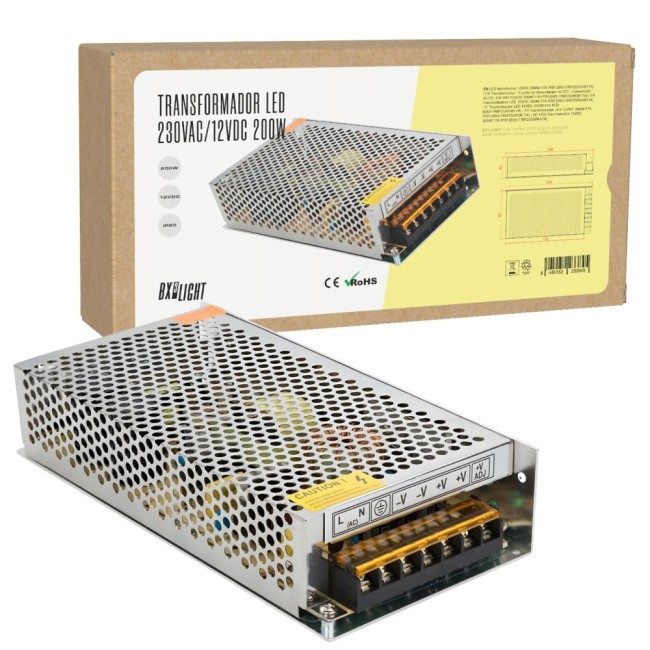 12V 17A IP25 Aluminum Transformer 198x97x42mm