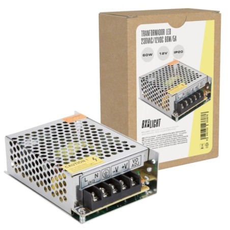 AC/DC Transformer 230V to 12V 5A 60W IP20 Aluminum