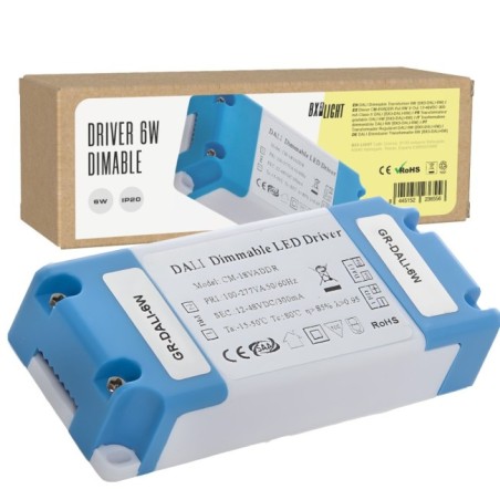 DALI dimmable driver 6W, output 12-48VDC, 300mA, IP20