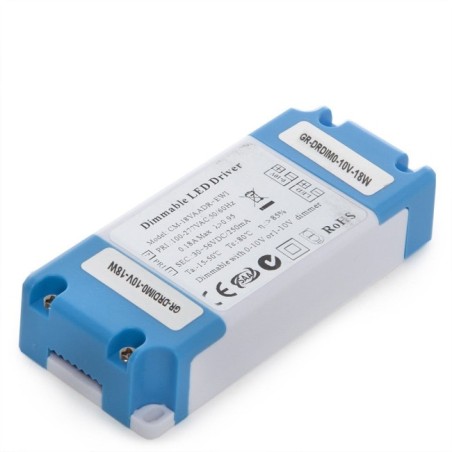 Adjustable driver 18W, output 12-48VDC, 300mA, IP20, 0-10V