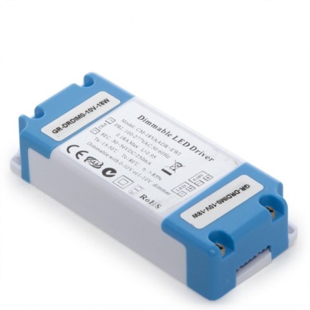 Adjustable driver 18W, output 12-48VDC, 300mA, IP20, 0-10V