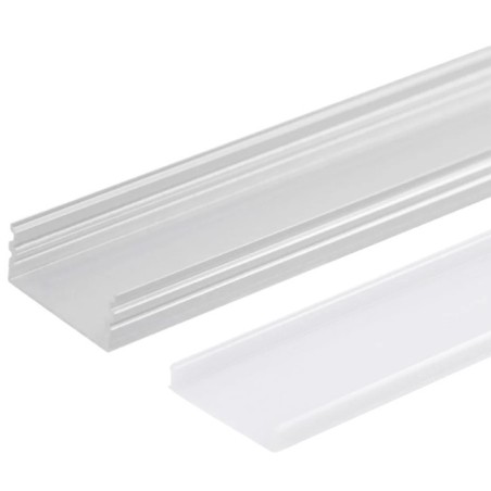 Perfil de Aluminio para Tira LED Doble con Difusor Opal de 2m