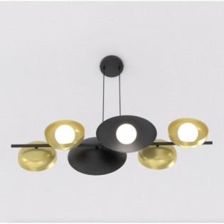 Cirion black and gold pendant lamp (6 lights)