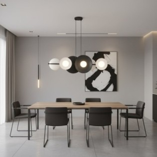 Cirion black and white hanging lamp (6 lights)