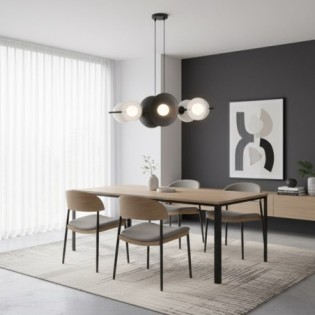 Cirion black and white hanging lamp (6 lights)