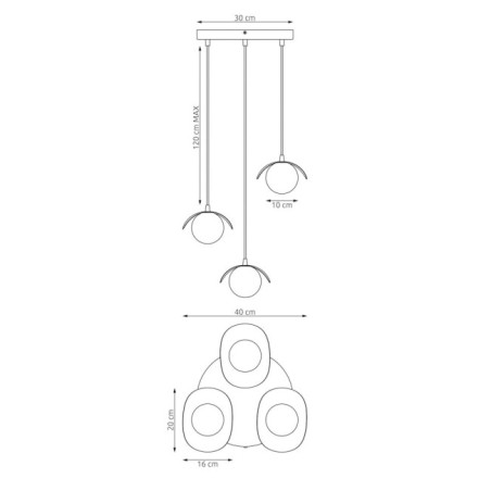 Serelia black pendant lamp (3 lights)