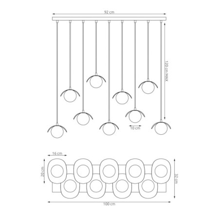 Serelia black pendant lamp (9 lights)