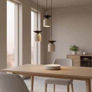 Lámpara colgante Lorenza II moka+negro (3 luces)