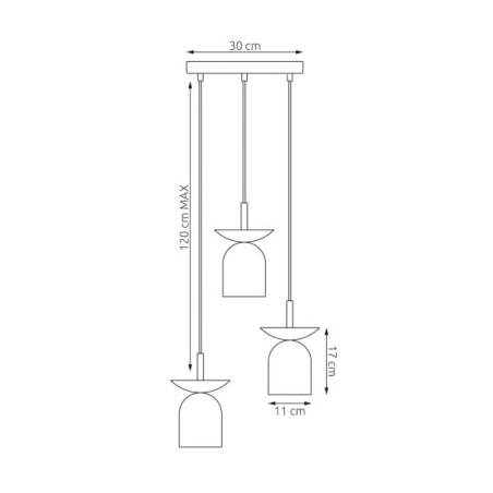 Lámpara colgante Lorenza II moka+negro (3 luces)
