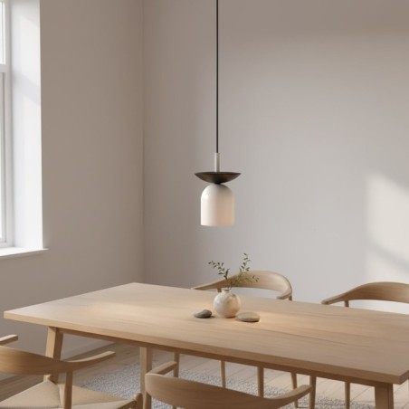 Lámpara colgante Lorenza blanco+negro