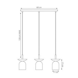 Lámpara colgante Lorenza blanco+negro (3 luces)
