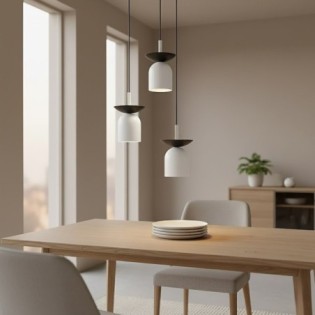 Lámpara colgante Lorenza II blanco+negro (3 luces)