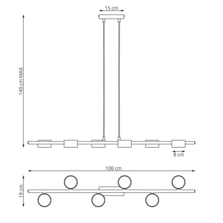 Kelvo black pendant lamp (6 lights)