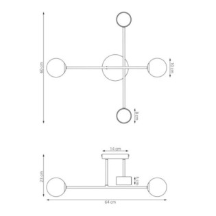 Varli black ceiling lamp (4 lights)