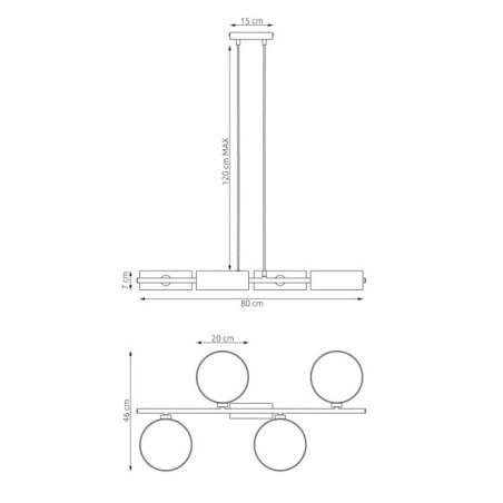 Troma brown+black hanging lamp (4 lights)
