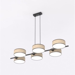 Troma hanging lamp rattan+black (6 lights)