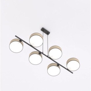 Troma hanging lamp rattan+black (6 lights)