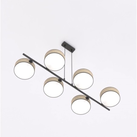 Troma hanging lamp rattan+black (6 lights)