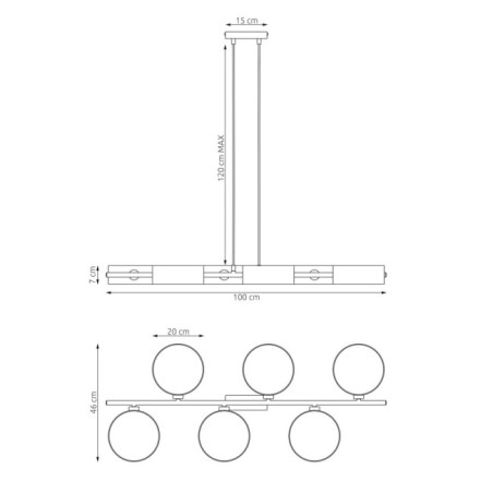 Troma black and gray hanging lamp (6 lights)
