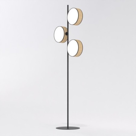 Troma rattan+black floor lamp (3 lights)