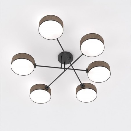 Lámpara de techo Lorix marrón+negro (6 luces)