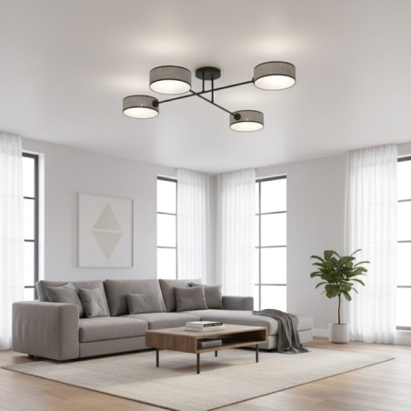 Lámpara de techo Lorix gris+negro (4 luces)