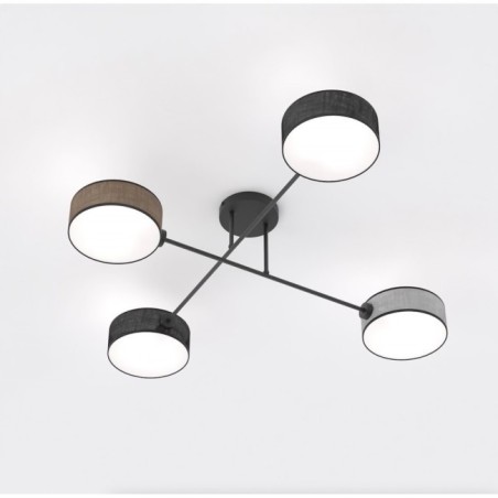 Lorix ceiling lamp black+brown+gray (4 lights)