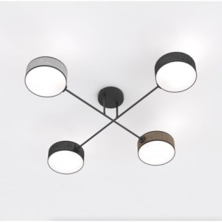 Lorix ceiling lamp black+brown+gray (4 lights)
