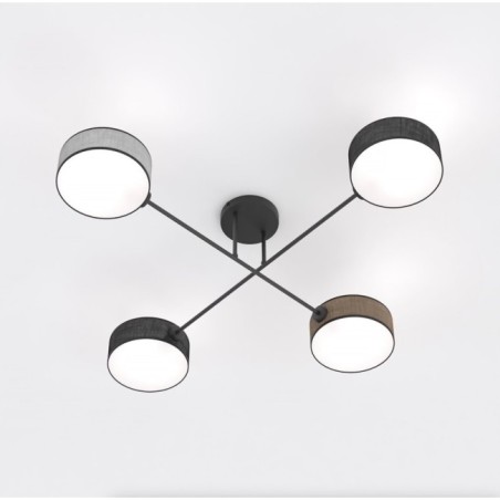 Lorix ceiling lamp black+brown+gray (4 lights)