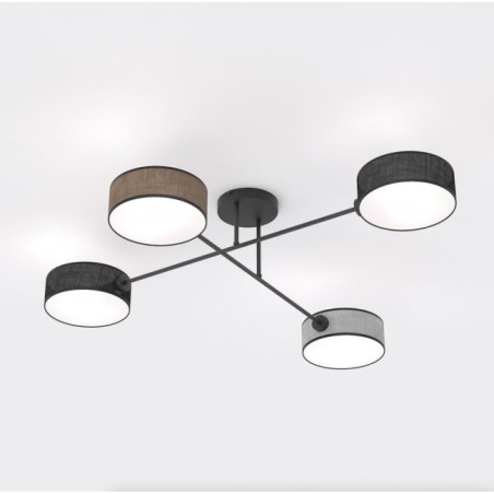 Lorix ceiling lamp black+brown+gray (4 lights)