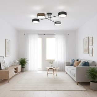 Lorix ceiling lamp black+brown+gray (4 lights)