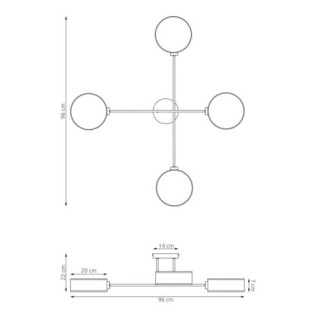 Lorix ceiling lamp black+brown+gray (4 lights)